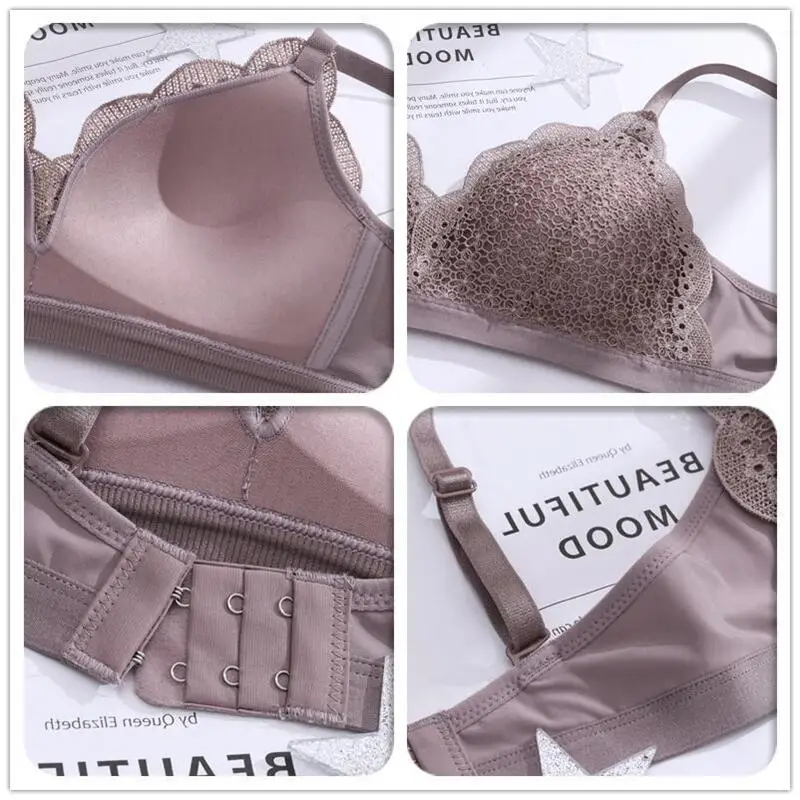 مثير الدانتيل الصدرية الملابس الداخلية النسائية رقيقة مثلث كوب جمع Bralette حزام الكتف قابل للتعديل لا حلقة الصلب النوم حمالة