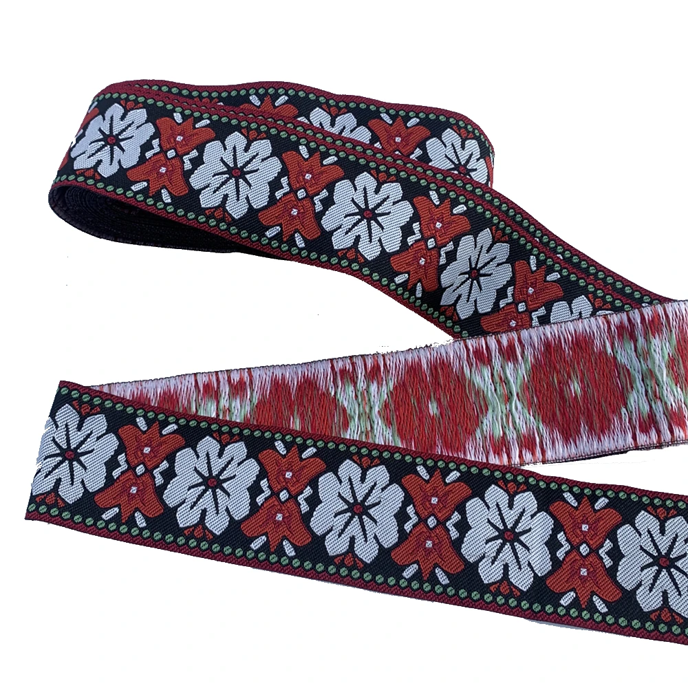 5CM 2022 NEW Polyester Woven Jacquard Ribbon Flowers Bag Strap Belt Woven Pattern Totem For Curtain And Clothing DIY Accessory