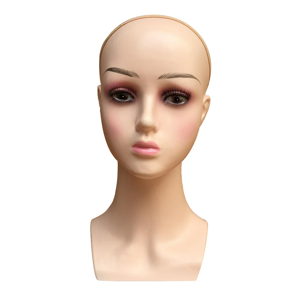 Female Professional Cosmetology Bald Mannequin Head for Making Wigs, Displaying Wigs, Glasses, Hair with Wig Net Cap