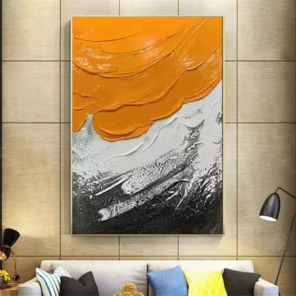 

Fashionable Nordic Home Decor Wall Art Handmade Abstract Oil Painting Yellow Texture Canvas Painting On Wall Painting Room Decor