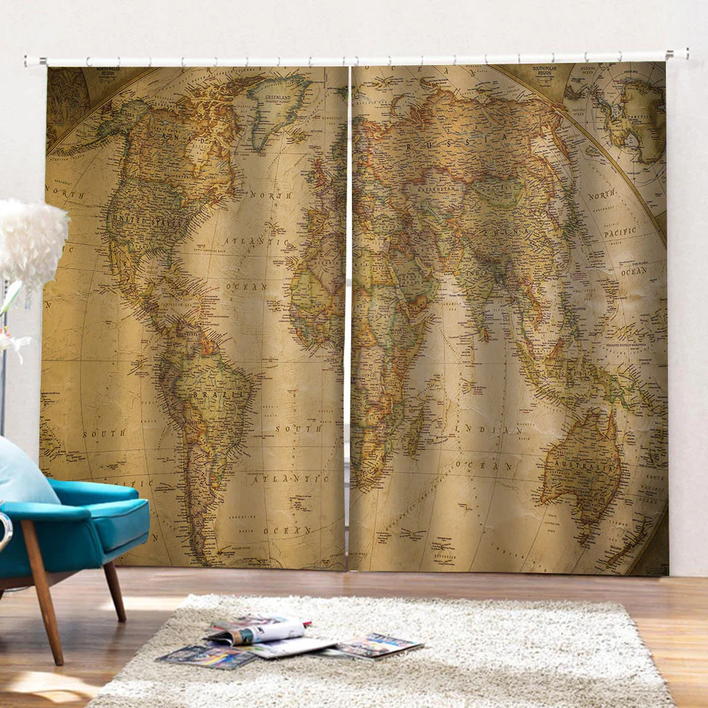 

custom 2021 Living Room Bedroom Photo Curtains 3d map blackout curtains Thicken shadin 2021