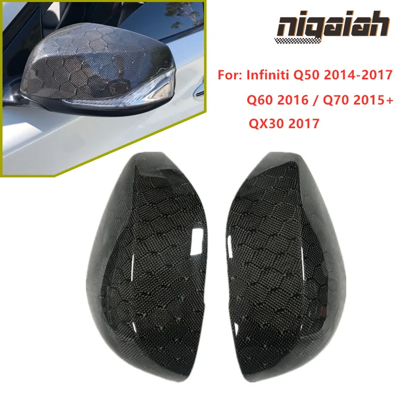 Q50 Honeycomb Pattern Side Mirror Covers for Infiniti Q50 2014-2017 Q60 2016 Q70 2015-Up QX30 2017 Real Carbon Fiber Mirror Caps