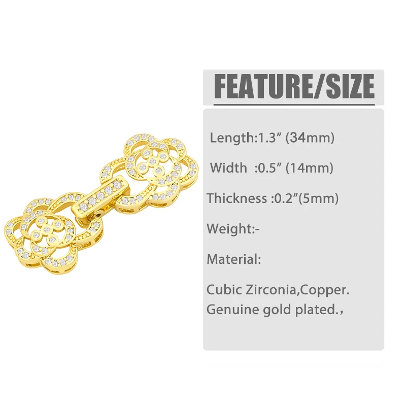 OCESRI Copper Cute Gold Plated Hollow Out Bracelet Connectors Findings Cubic Zirconia Supplies for Jewelry Making cnta032