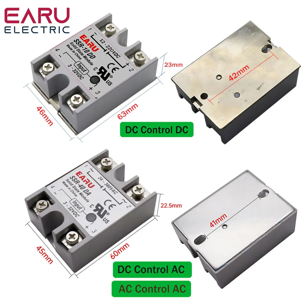 Module de relais à semi-conducteurs, pour contrôle de la température PID, SSR-25DA SSR-40DA SSR-40AA SSR-40DD SSR 10A 25A 40A 60A 80A 100A DD DA AA