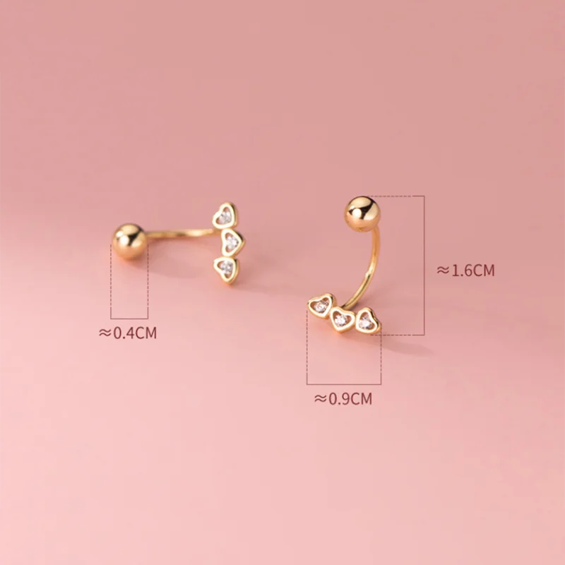 KAMIRA Real 925 Sterling Silver Fashion Love Heart Spiral Bead Stud Earrings for Women Party Unique Exquisite Sweet Jewelry Gift