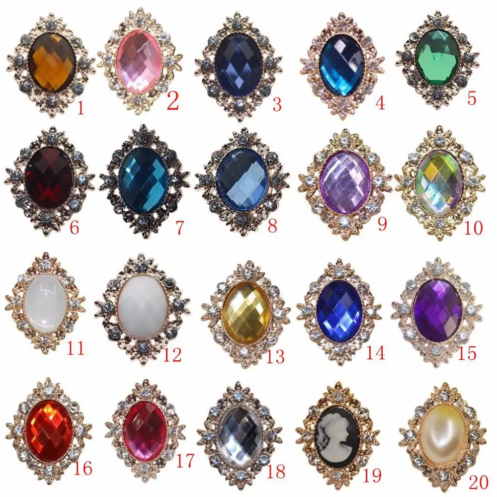 SKYE CIEL Fashion Hot 10Pcs 25*32MM Acrylic Alloy Base Settings Diy jewelry Accessories Flat Back Rhinestone Creative Handmade