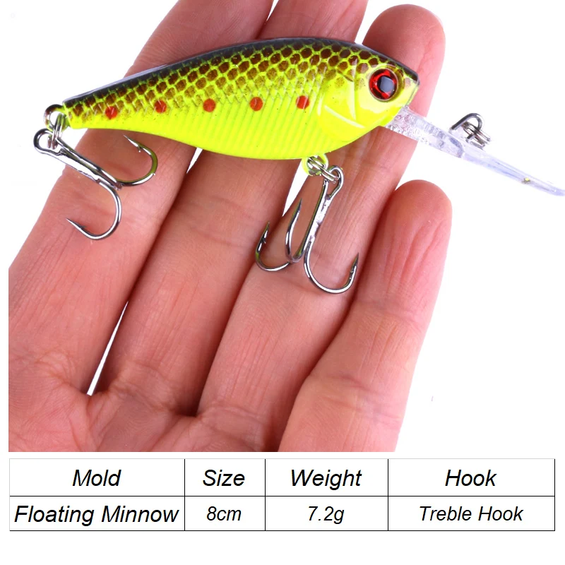 YUCONG 3Pcs/lot Minnow Lures 8cm-7.2g Sinking Fishing Baits Swimbaits Wobblers Noisy Leurre Trolling duro cebos Isca Hartköder