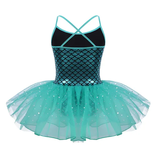 Imagen 2 del producto Vestido de Ballet para niñas, leotardos de gimnasia con lentejuelas brillantes, tutú de bailarina, Ropa de baile de hadas, fiesta de baile de sirena