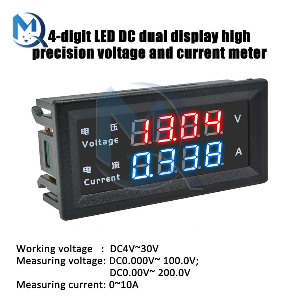 DC 4-30V M4430 4-digit Voltage Current Meter 0.28 inch 5 Wires Voltage Current Meter Tester Detector Car Red Blue Dual Display