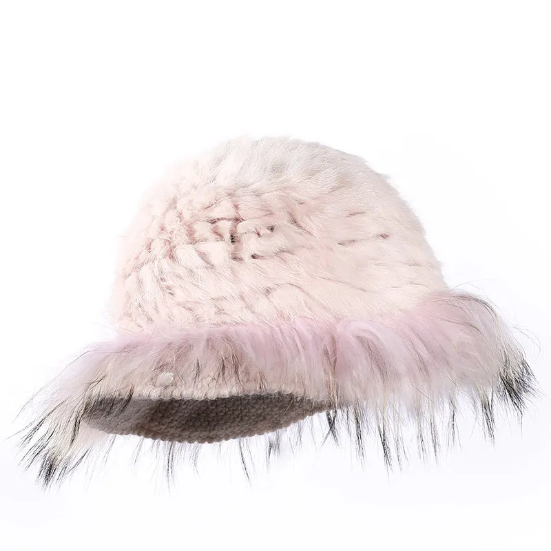 2020 Hot fashion excellent rex rabbit fur hat Genuine Women winter cap high quality raccoon fur hats