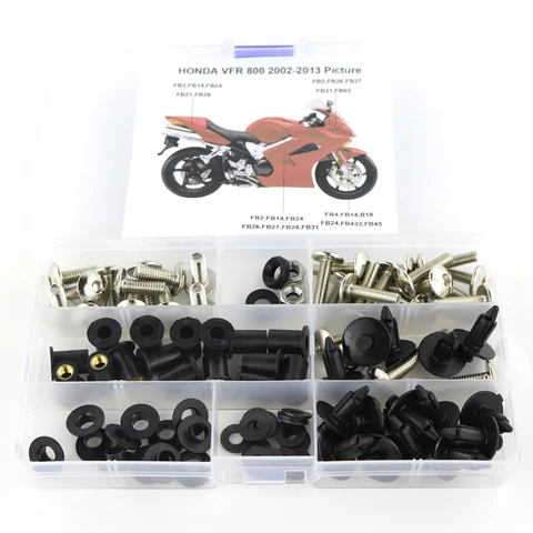 Подходит для Honda VFR800 VFR 800 2002-2013, обтекатель мотоцикла, полный комплект болтов обтекателя, зажимы, гайки, винты, сталь