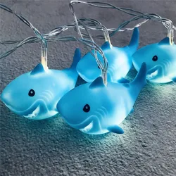 Guirnalda de luces Led con batería o USB, luz nocturna de tiburón alimentada por USB, decoración de ventana y vestíbulo para habitación de niños, 10/20 unidades