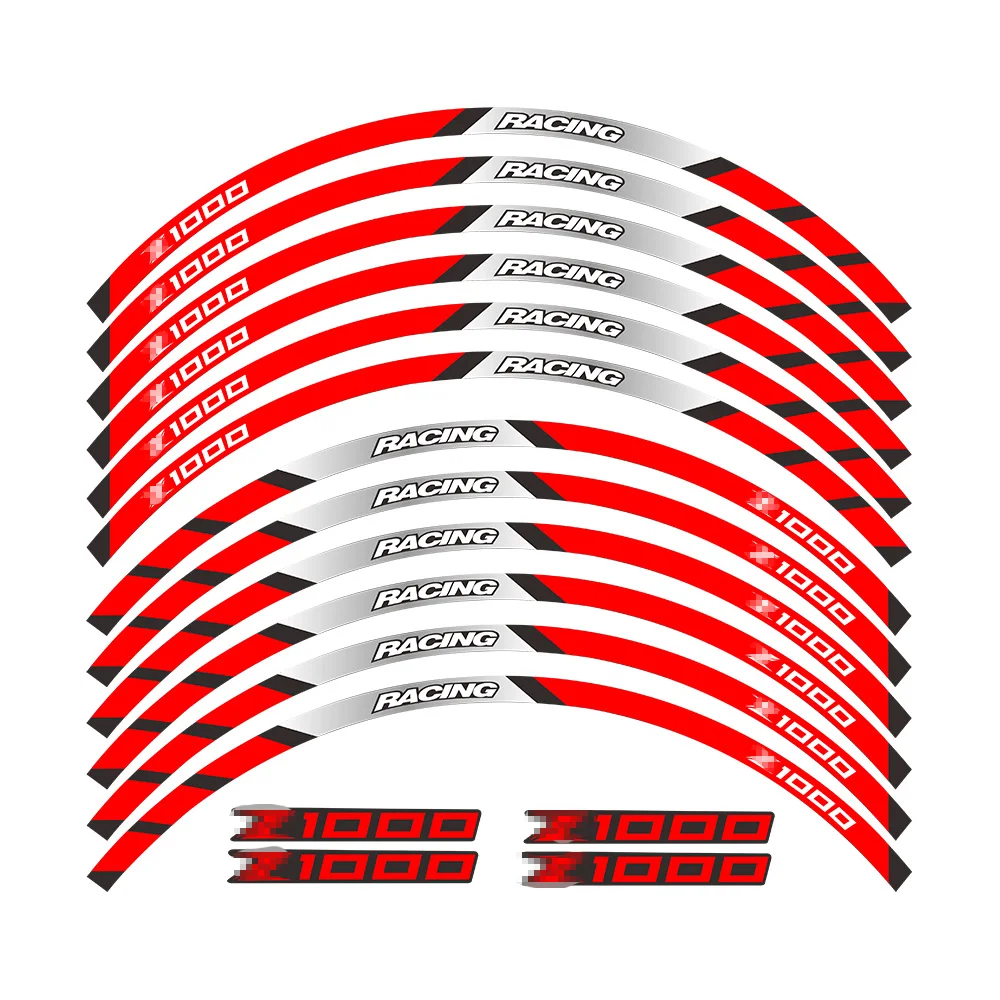 Motorcycle front and rear wheels Edge Outer Rim Sticker Reflective Stripe Wheel Decals For Kawasaki Z1000