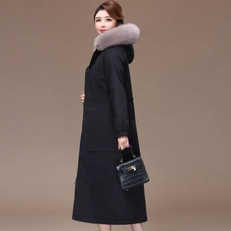 Women Winter Parkas 2022 New Female Premium Quality Overcoat Thicken Fashion Coat Imitate Fox Fur Collar Long Jacket A576