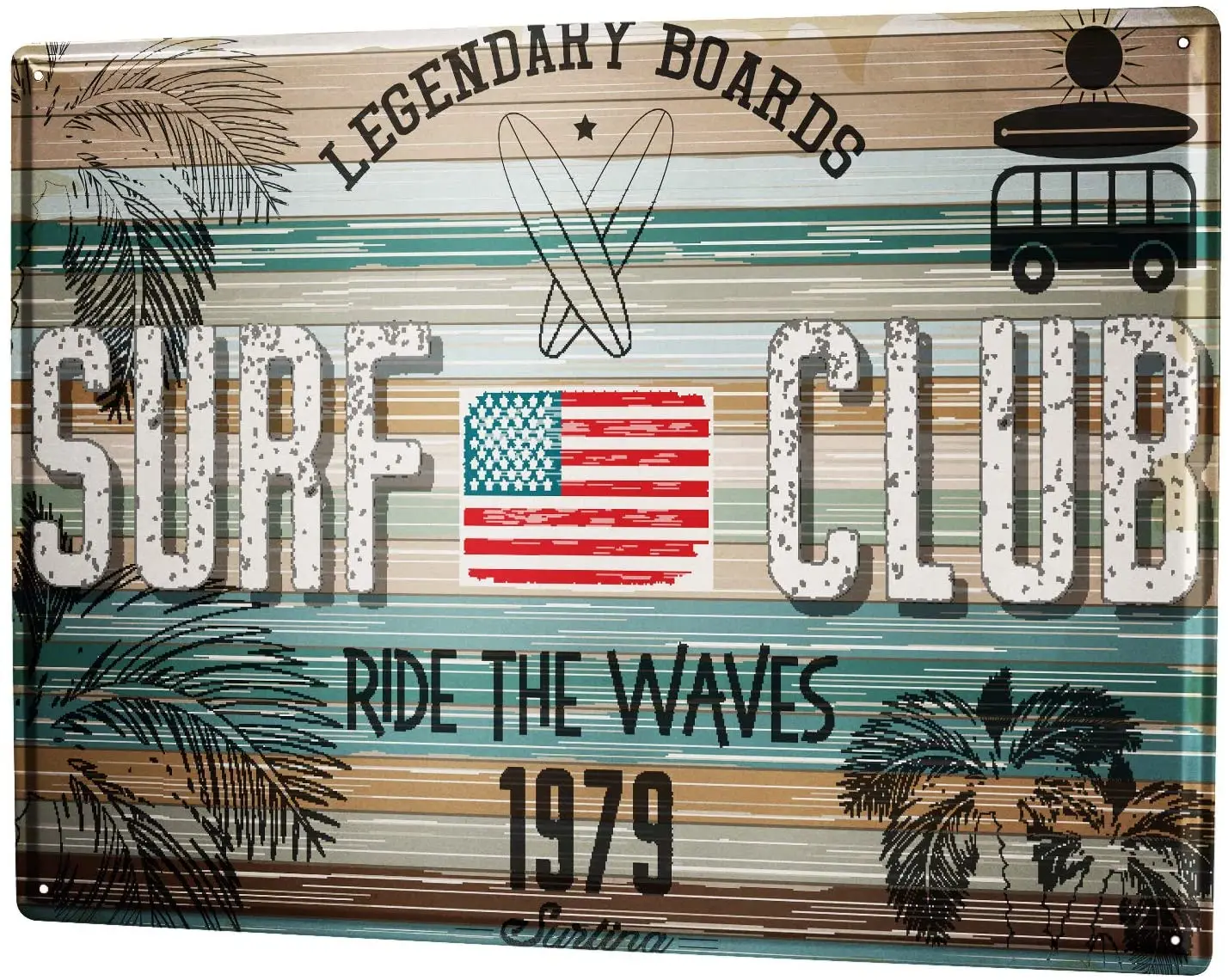 SINCE 2004 Tin Sign Retro Surf Club U.S.A.