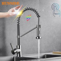 Spring Touch Kitchen Faucet Brushed Nickel Pull Out Kitchen Sink Faucet Brass Sensor Kitchen Tap Smart Touch Kitchen Faucets