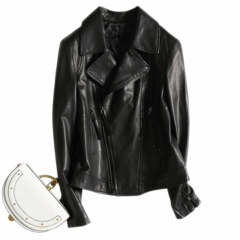 Spring Autumn Real Leather Women Jacket Genuine Leather Jacket Women Motorcyle Natural Sheepskin Female Coat A016