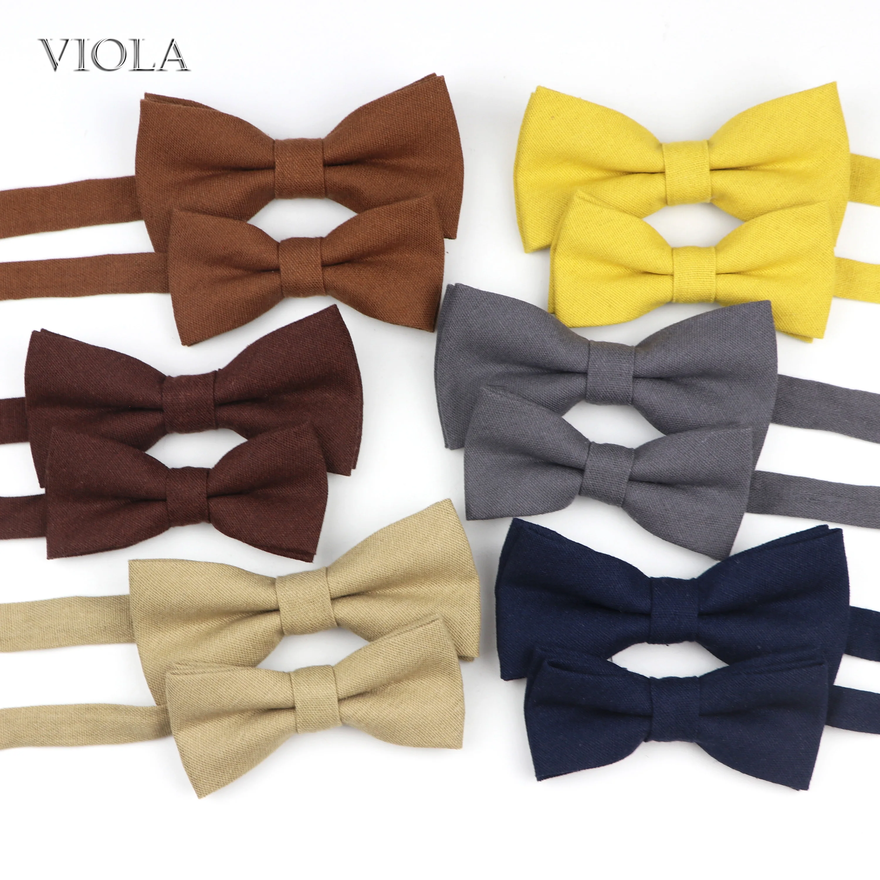 Beautiful Solid 25 Colors Parent-Child Bowtie Sets Linen Kids Pet Men Butterfly Brown khaki Beige Casual Bow Tie Gift Accessory