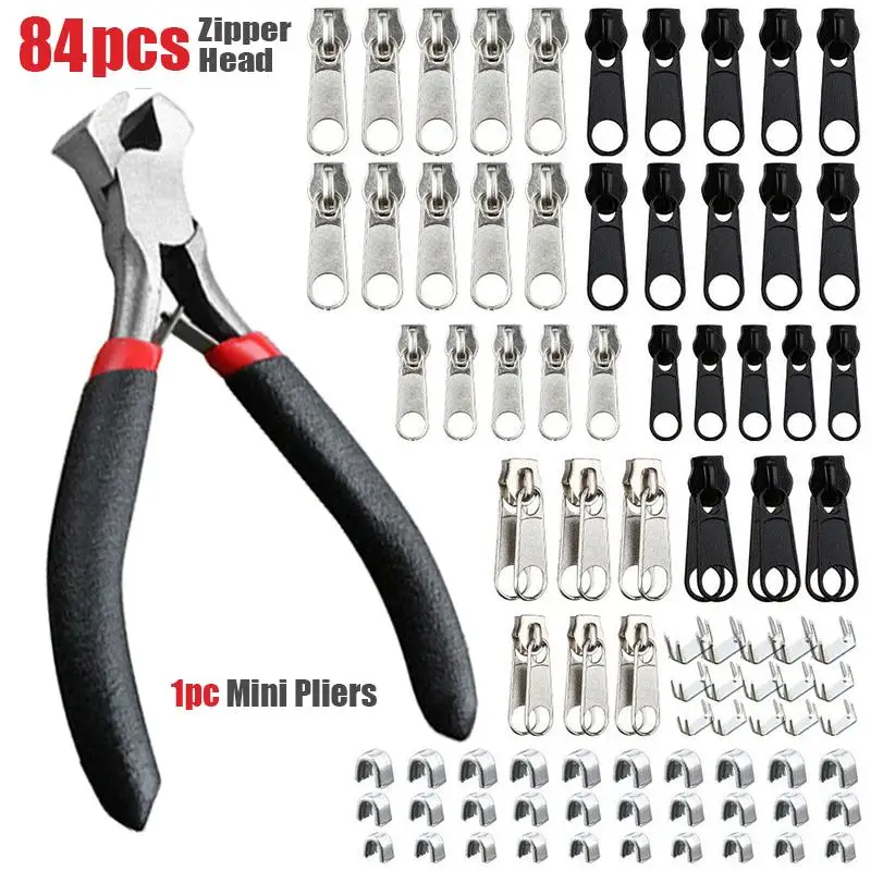 

Install Pliers +84pcs Metal Zip Head Tool Universal Repair Replacement Kit Tool