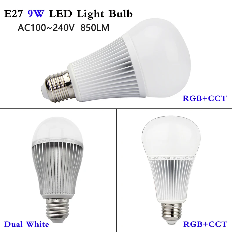 9W RGB+CCT/Dual White LED Smart Light Bulb 850LM AC220V 2.4G Wireless Control;collocation WL-Box1 Can be Controlled by Wifi APP