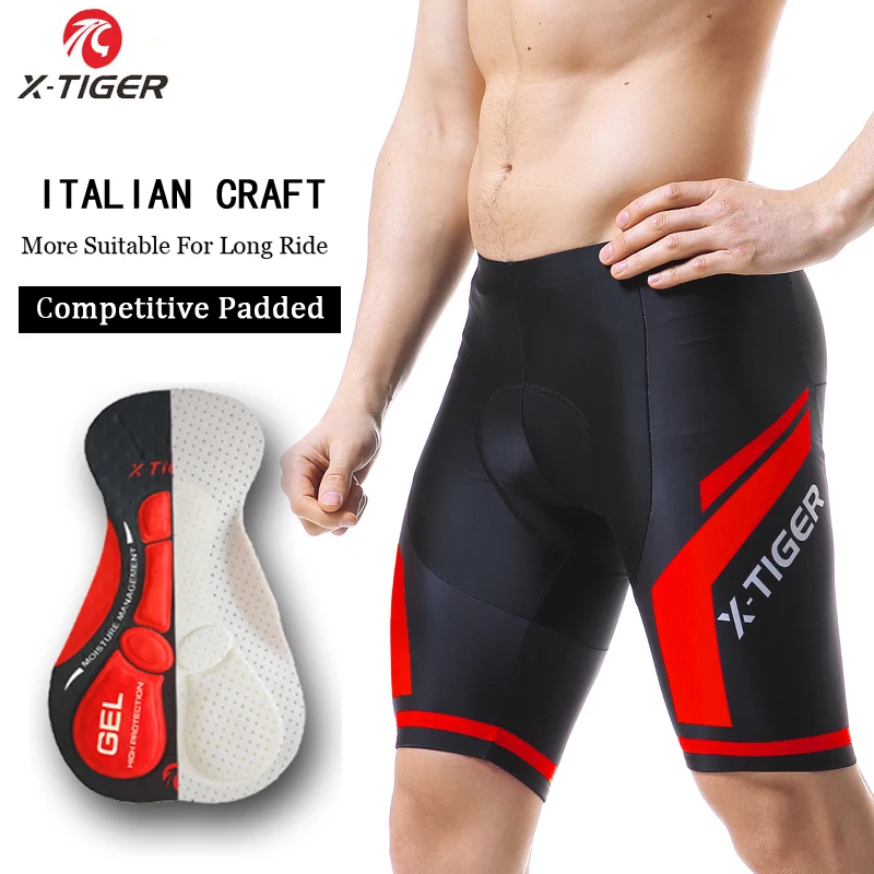 

X-TIGER Summer Bicycle Cycling Shorts With Coolmax 5D Gel Pad Breathable Riding Short Outdoor Sports Fitness Bike Shorts For Men