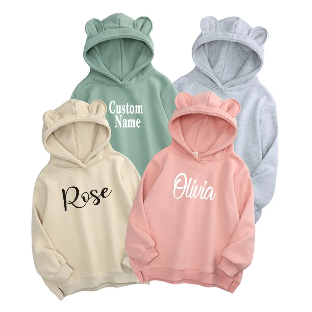 

Personalised Bear Adult Hoodie Custom Unisex Jumper Gifts for Girl Friend Initial Name Clothing Sweatshirts Winter Women Hoodies