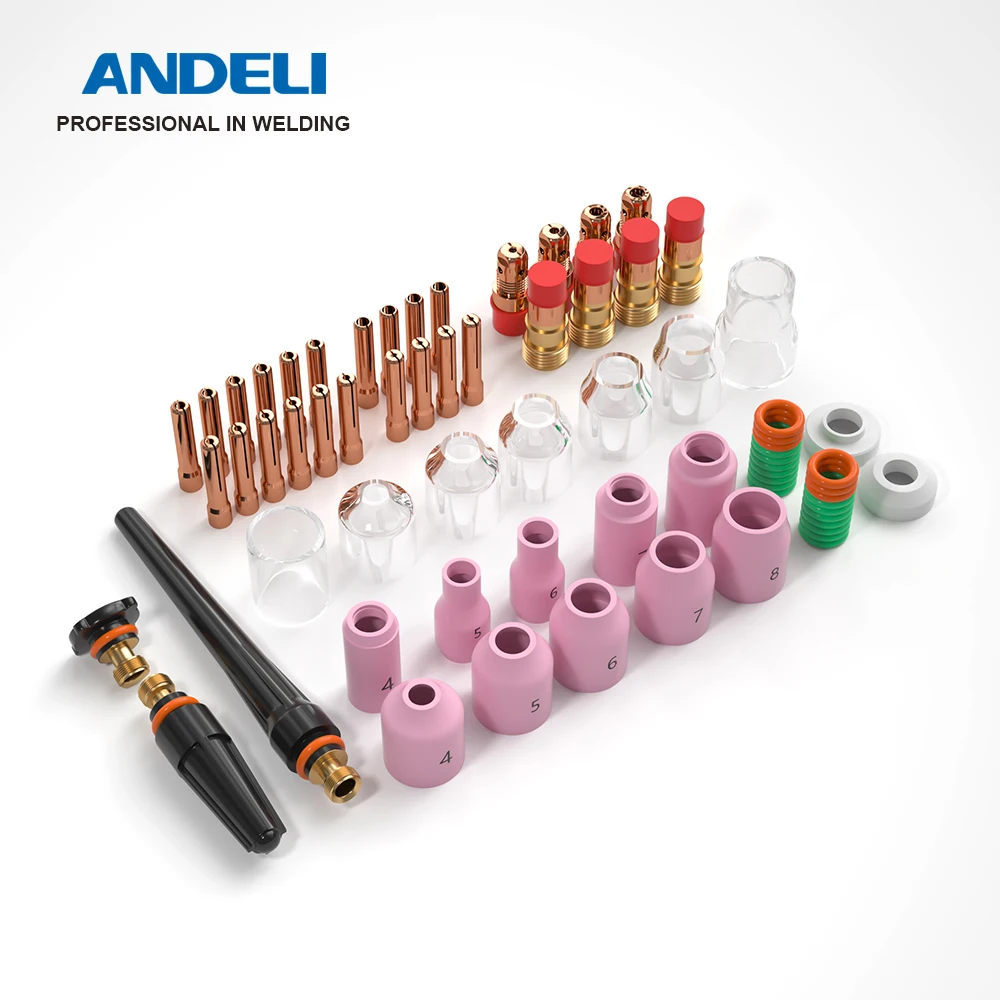 ANDELI 68PCS Welding Accessories Stubby Gas Lens For TIG Welding Torch WP-17/18/26 Pyrex Glass Cup Kit