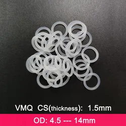 VMQ Rubber Ring Gasket C/S 1.5mm OD 4.5/5/5.5/6/6.5/7/7.5/8/8.5/9/9.5/10/10.5/11/11.5/12/12.5/13/13.5/14mm O Ring Silicone Seal