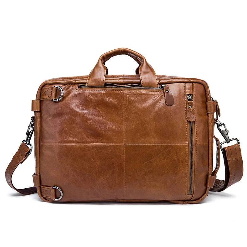 Hot Sale Men's Leather Briefcase Bag for Document Laptop Bags 14 Men's Business Bag Leather Messenger Computer Briefcase Totes