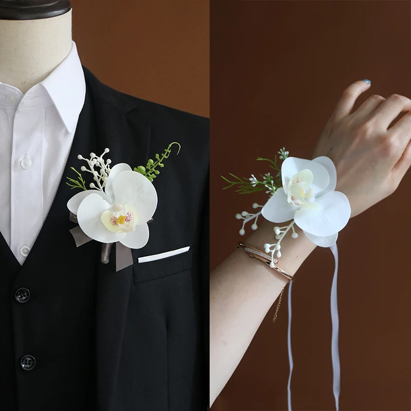 Gt corsagens de seda boutonnieres casamento decoração peônia pulso corsage pino boutonniere flores para convidados