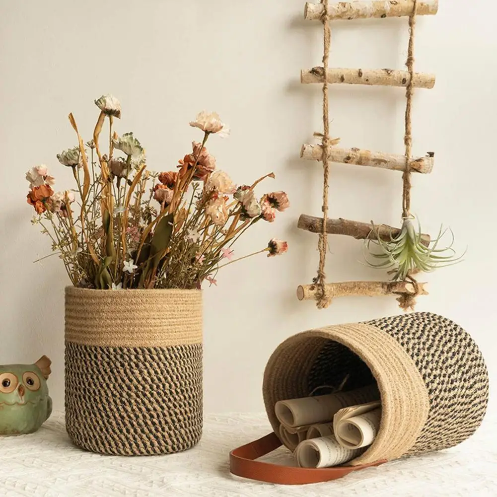 Storage Baskets laundry Seagrass Baskets Wicker Hanging Flower Pot Baskets Storage Flower Home Pot panier osier basket for toys