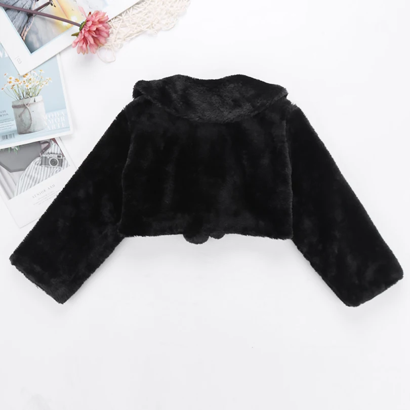 Manteau d'Hiver à Manches sulfen Fausse Fourrure pour Bébé Fille, Veste de Bal pour Occasions Formelles, ixde Mariage pour Enfant