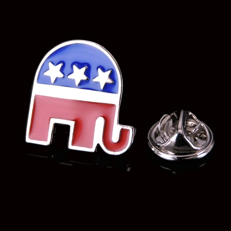 High quality brass hand colored Republican Party emblem Brooch men's and women's clothing Lapel Pin backpack badge