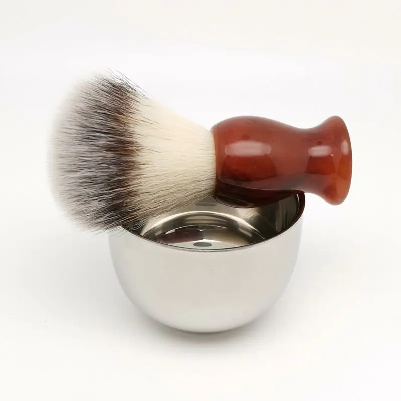 TEYO Man Synthetic Shaving Brush and Shaving Cup Set Perfect for Wet Shave Double Edge Razor Safety Razor