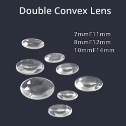 2PCS 7mm 8mm 10mm Optical PMMA Plastic Double Convex Lens Focal Length LED Concentrator Lenses Light Focus Biconvex Lentes