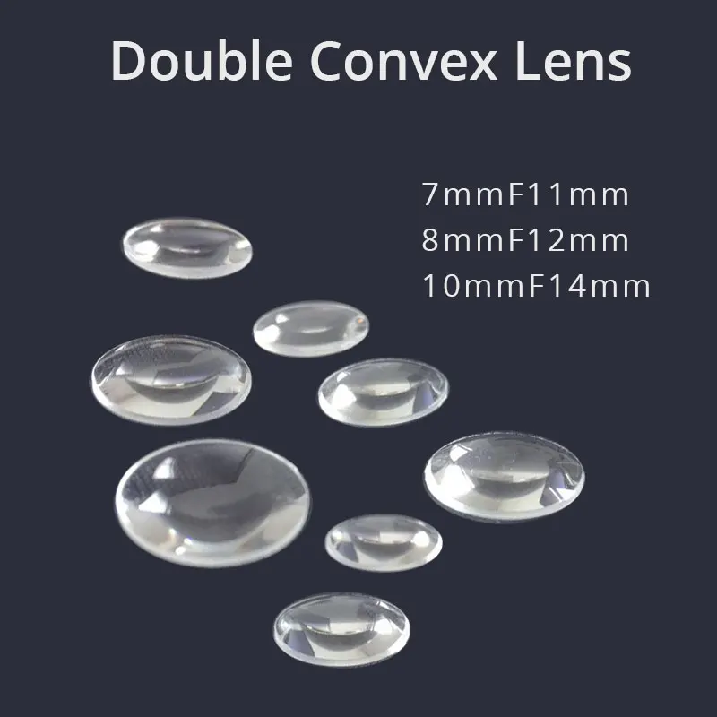 2 SZT. 7mm 8mm 10mm Optyczne Soczewki PMMA Plastikowe Dwukonwekcyjne Soczewki Optyczne Ogniskowa LED Koncentrator Soczewki Światła Biconwekcyjne Lentes