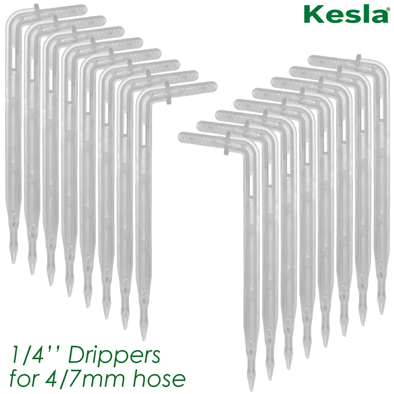 KESLA 100-500PCS Garden 4/7mm Transparent Bend Arrow Drip Dripper Emitter Plant Potted Irrigation Watering Sprinklers 1/4'' Hose