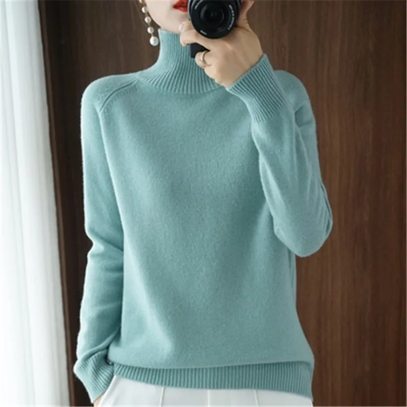 New Autumn and Winter Cashmere Sweater Women Knitted Turtleneck Thickened Pullover Casual Jumper Large Size Tops