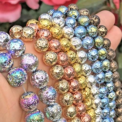 Natural Stone Multicolor Rock Volcanic Hematite Lava Beads Loose Mineral Spacer Beads For Jewelry Making Diy Bracelet Accessorie