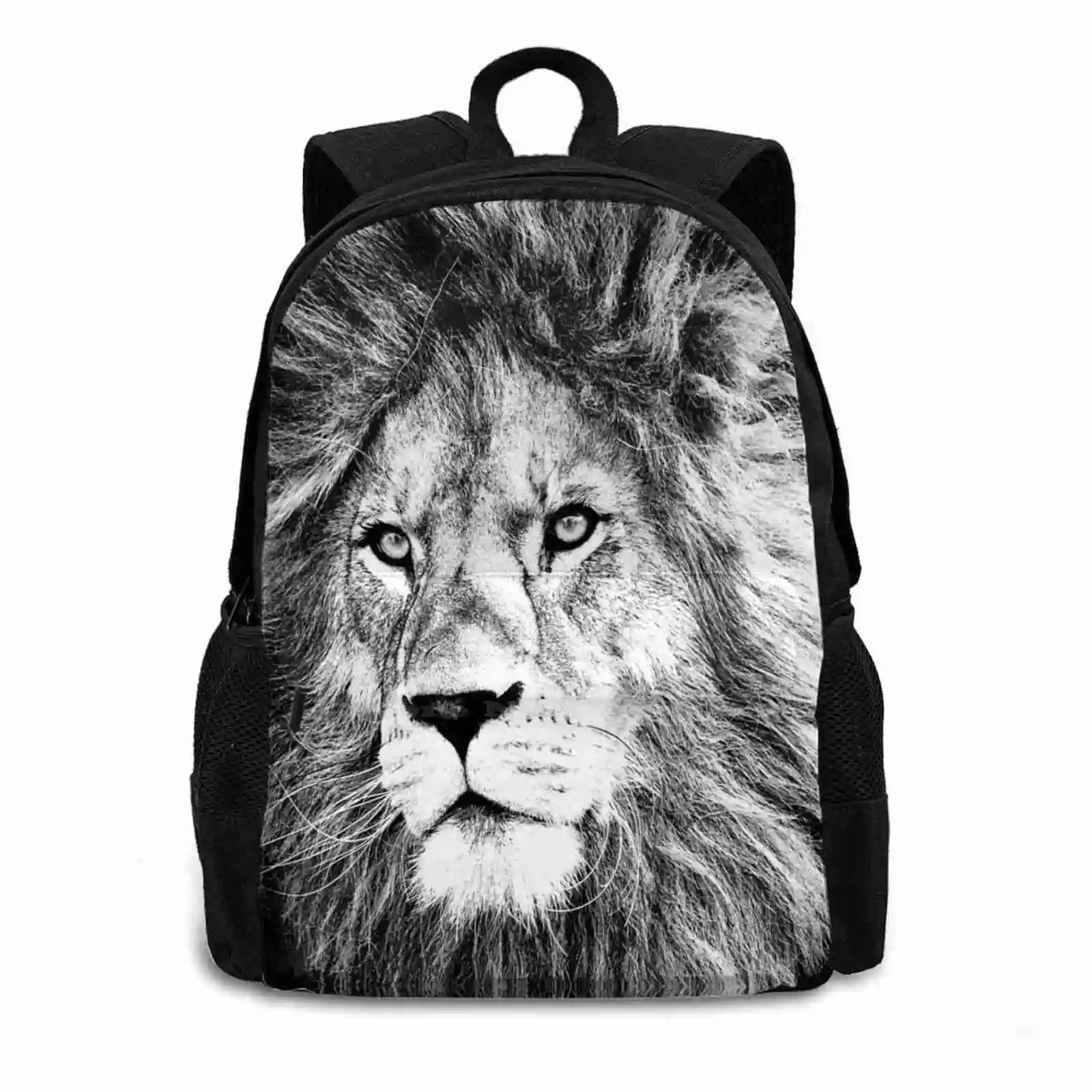 White Lion Large Capacity School Backpack Laptop Bags White Golden Lioness King Savage Claw Head Animal Lover Jungle African