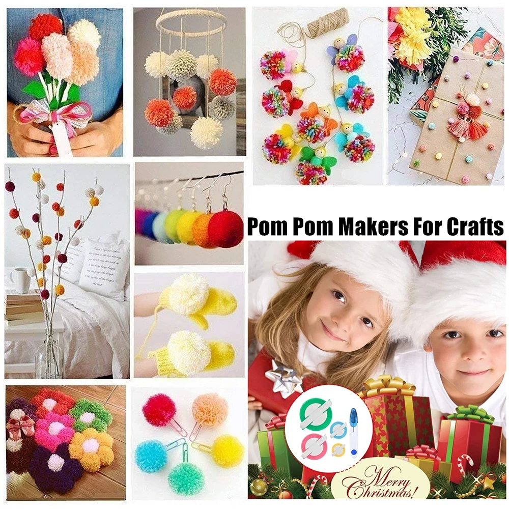 Pom-pom Maker 4 rozmiary urządzenie do pomponów Fluff Ball igła do tkania DIY Craft Knitting wełna zestaw narzędzi z obcinarki do nitek nożyczki