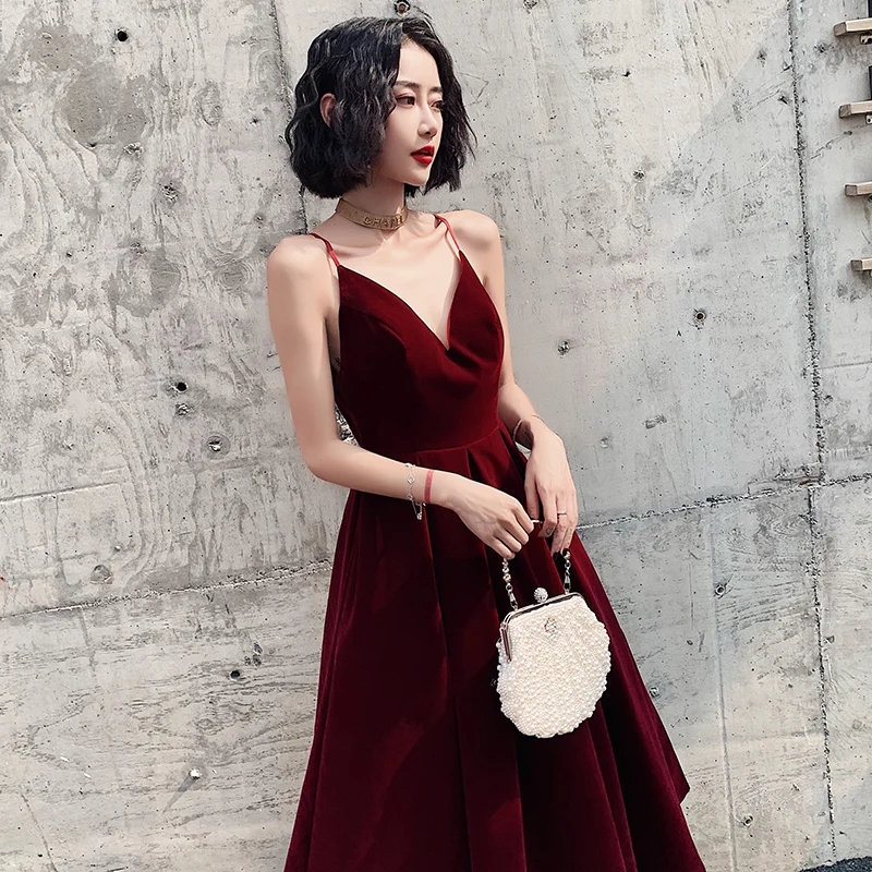 Customized Ladybeauty  Short Evening Dress 2020 A Line velvet Girls Party Dress Vintage Prom Gowns