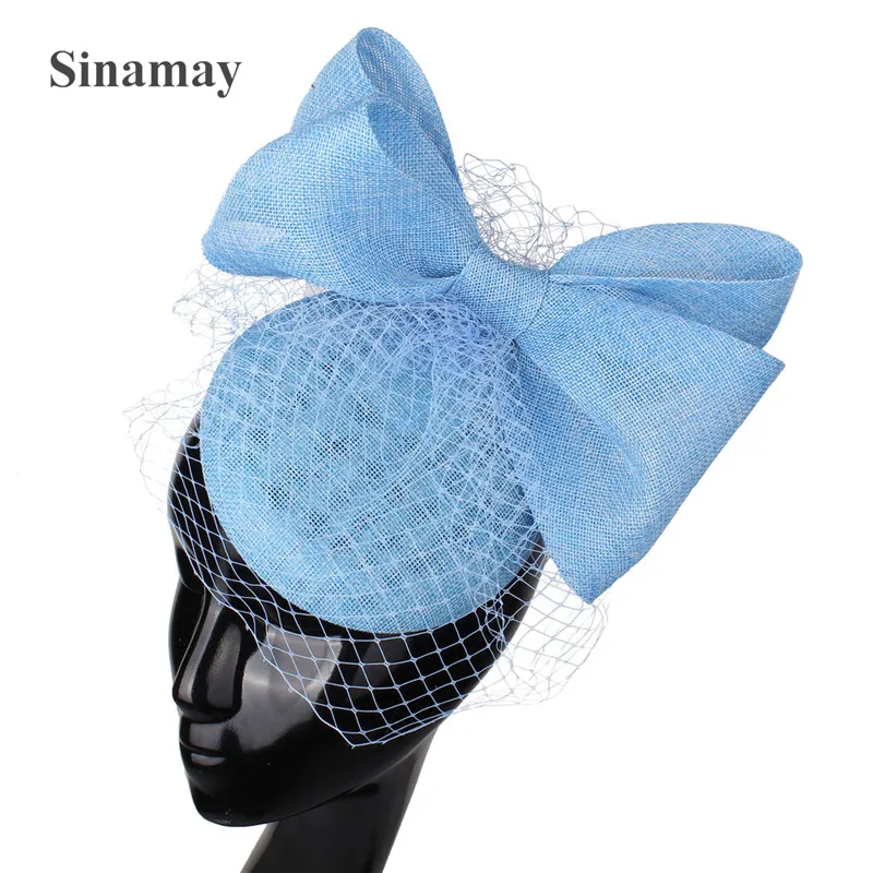 Women Chic Bow Fascinator Hat Cocktail Wedding Party Church Mesh Headpiece Fashion Nice Headwear Feather Hair Accessories Bride