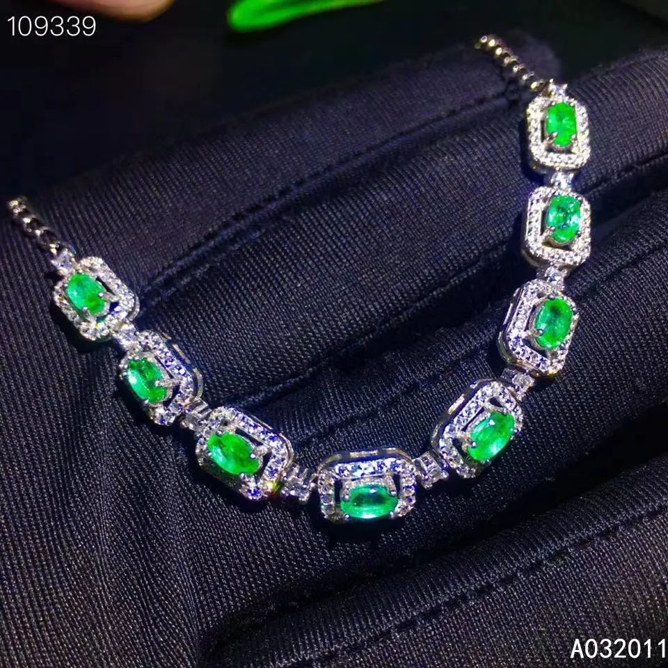 

KJJEAXCMY fine jewelry natural Emerald 925 sterling silver noble new girl gemstone hand bracelet sGift Birthday Party Wedding En