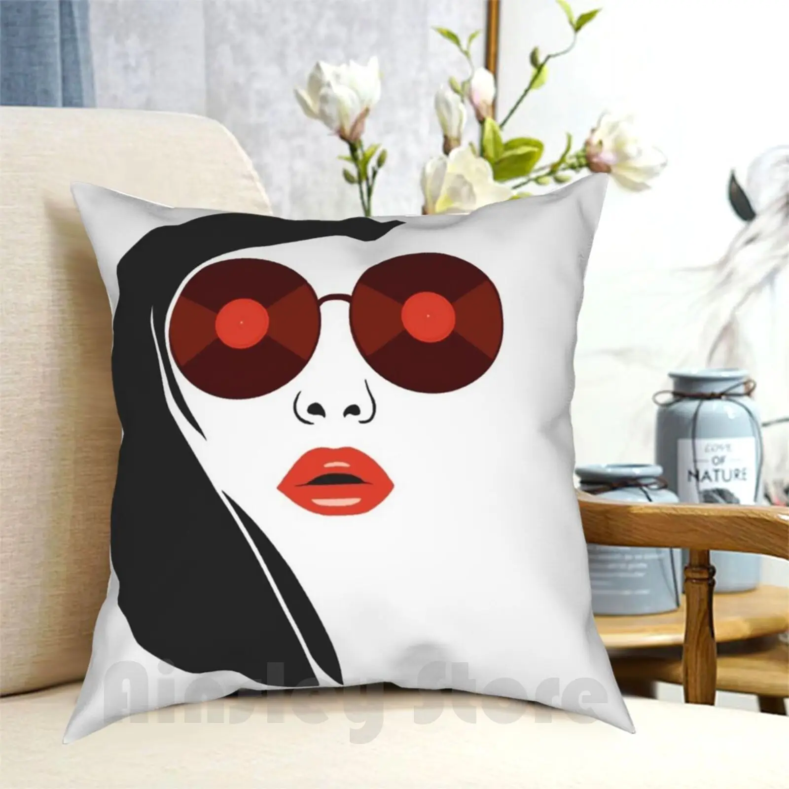 Vinyl Lover Girl Pillow Case Printed Home Soft Throw Pillow Vinyl Records Turntable Record Vinyl Vinyl Girls Music