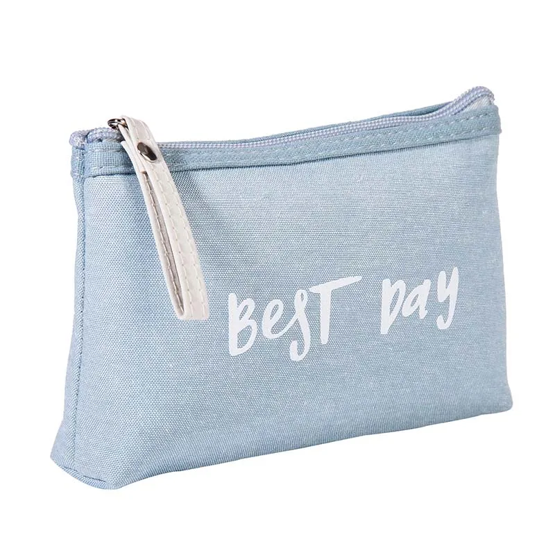 Cute Canvas Small Letters Cosmetic Bags Women Portable Zipper Makeup Bag Travel Wash Storage Pouch