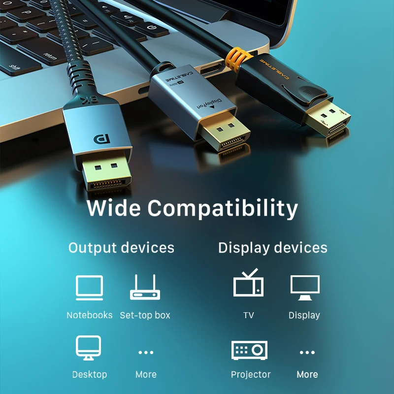 CABLETIME DisplayPort Kabel 8K 144Hz 4K 60Hz DP Vedio displayport auf DisplayPort Kabel für HDTV Projektor PC DP Kabel C071