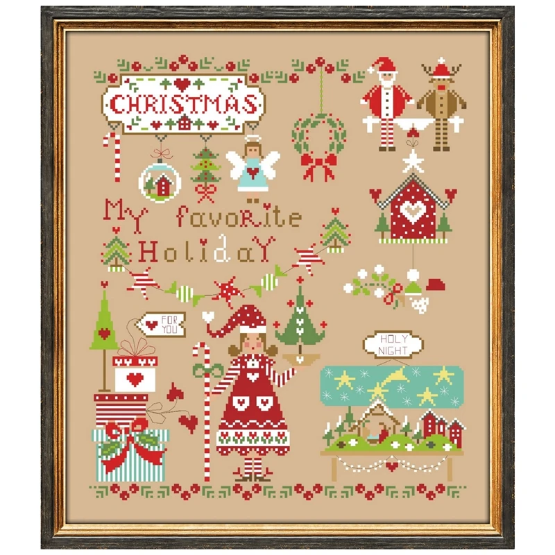 My favorite holidays cross stitch kit 18ct 14ct 11ct flaxen linen fabric cloth cotton thread embroidery DIY handmade