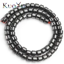 Natural Cylinder Black Hematite Stone Beads Round Column Loose Spacer Beads For Jewelry Making Diy Bracelet Earring Pendant 15