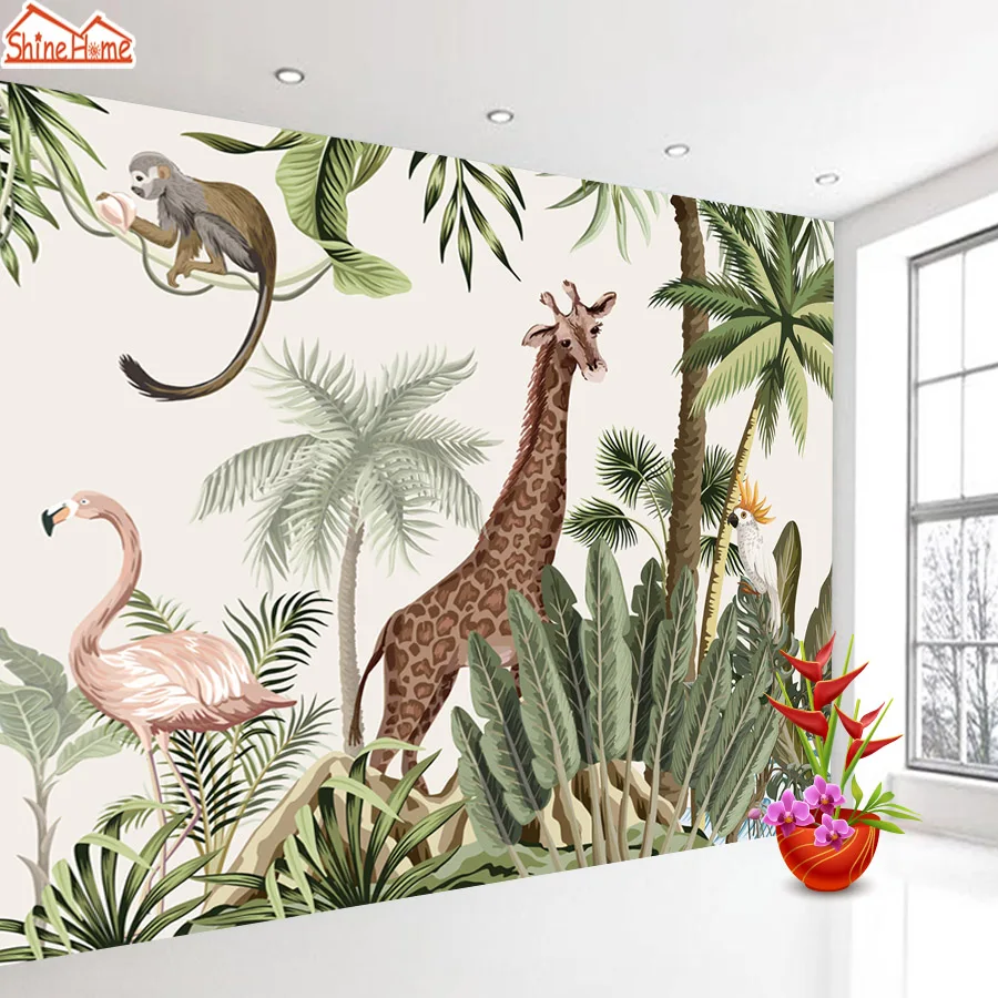 

Peel and Stick Accept Murals Tropical TV Wallpapers for Living Room kids Bedroom Cartoon Giraffe Nursery Wall Papers Home Decor